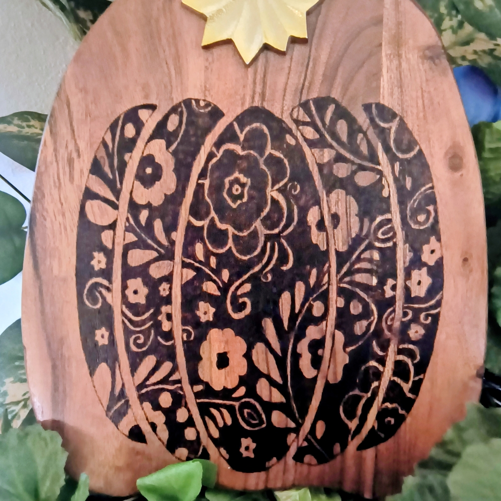 Hand Crafted Floral Pumpkin Decor - Brown and Black